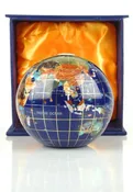 110MM Blue Lapis Gemstone World Globe Paperweight