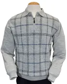 115 Mezlan Gray Plaid Zip Polo