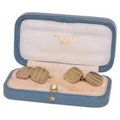 14K Yellow Gold Stripe Cufflinks by Tiffany & Co, Serial FL40583
