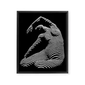 0077s-DJA Abstract Photograph of Seated Woman Striped by Light and Shade Framed Canvas Print