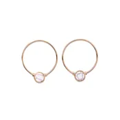 CIRCULAR STONE CHARM HOOP Earrings
