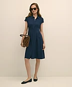 A-Line Pleated Shirt Dress