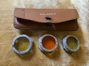 3 Vintage Polaroid Lenses- Half-step in case leather