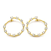 Crescent Diamond Hoop Earrings
