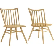 Alvar Spindle Back Dining Chair in Ash Gray Finish Wood (Set of 2)