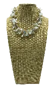 Fresh Water Keshi Pearls, Coin Pearls and Aquamarine Sterling Silver necklace