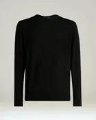 BLACK ULTRAFINE WOOL CREW-NECK SWEATER