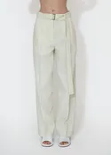 Belted Tucked Trousers in Ivory