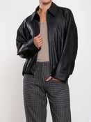 Andre Bomber Jacket In Vegan Leather - Black