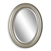 Avara Metallic Silver Mirror | Modern Oval Polystyrene Frame Bathroom Vanity Mirror Mounted Vertical or Horizontal (22 in. W x 29 in. H x 1 in. D)