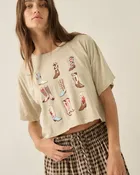 Western Cowboy Boots Vintage-Wash Cropped Graphic Tee