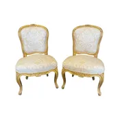 Pair of French Louis XV Gold Slipper Chairs