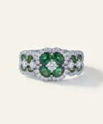 Aanika V. Emerald & Diamond Cluster Ring - 1.7 Ct. T.W.