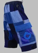 Classic Cargo Patchwork Shorts with Mayan Serpent embroidery