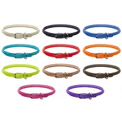 Dogline Soft Leather Round Dog Collar, Medium 3/8"  16" - 19"