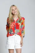 APNY - 3/4 Sleeve Mandarin Collar Button-up