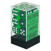 16mm d6 Translucent 12 Dice Green/White