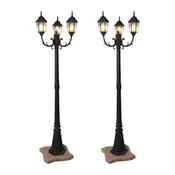 2 European Style Painted Cast Metal 3 Light Standards