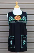 Black Cross-Stitch Embroidered Apron
