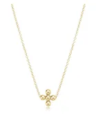 16 Inch Necklace Gold-Classic Beaded Signature Cross Gold- 3mm Bead Gold