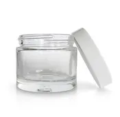 2.3 oz. Clear Glass Jar with White Cap