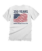 250 Years America - White Short Sleeve Crewneck T-Shirt