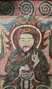 Yuanshi Tianzun,  Taoist Temple Painting. Three Pure Ones. Yao Culture. 19th c.