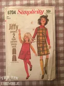 1960's Simplicity Girl's Dress Pattern #6704 Size 8 Breast 2" - INCOMPLETE - Vintage Simplicity / 60s Simplicity / 60s Jumper Pattern