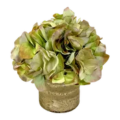 [RESS-AHDGR] Gold Glass Vase Small - Artificial Hydrangea Green