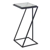 Fortica Accent Table | Black Powder Coat and Thick Cast Glass Top (12 in. W x 25 in. H x 11 in. D)