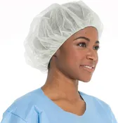 1000 PC Disposable Bouffant (Hair Net) Caps, Spun-bounded Poly, White Hair Head Cover Net 21 Inches