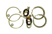 3 Pairs of Gold Tone Earrings Faux Tortoise Shell Faux Pearl Dangle Hoops