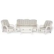 Alexa Living Room Set of 4 pieces with ThreeSeater, White color