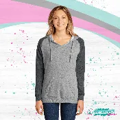 Ladies V-Neck Hooded Raglan