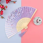 Vintage Silk Folding Hand Fan Chinese Japanese Bamboo Fans Craft Gifts Women Dance Performance Props Home Decoration Ornaments