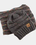 Acrylic Knit Beanie & Scarf Set – 100% Acrylic, Flecked Texture