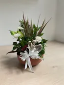 10" TERRA COTTA WITH FLOWERS AND ANGEL