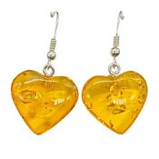 Amber Heart Dangle Earrings | 1 1/4" Long | Amber | 1 Pair Earrings |