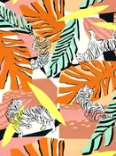 Ginger Spice/Antique Brass/Multi 100% Rayon Tropical Tiger Floral Print Challis 55W