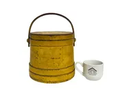 Antique Firkin Bucket, Stamped "S. Bowe" in Original Yellow Paint — White Barn Antiques