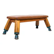 1930s Central European Leather Pommel Horse Industrial Bench