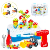 Syosin 儿童创意马赛克钻孔拼图玩具 Screw Truck & Block Drill Puzzle Set
