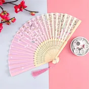 Vintage Silk Folding Hand Fan Chinese Japanese Bamboo Fans Craft Gifts Women Dance Performance Props Home Decoration Ornaments