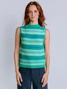 Green and Blue Striped Knit Tank Top