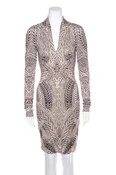 Alexander McQueen Cream and Black Knit Dress SZ S