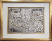 1586 - Holy Land - Terra Sancta : a Petro Laicstain perlustrata, et ab eius ore et schedis a Christiano Schrot in tabulam redacta - Genuine Antique Map, Framed