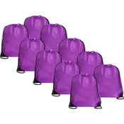 10 Drawstring Tote Bags - Purple