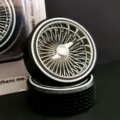 1/18 SUPER SPOKES  LOWRIDER SPOKED ZENITH Style 2 Prong K/O Rim & LOW PRO WW Tire Set CHROME