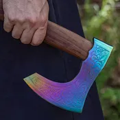 Ancient Traditions Medieval Viking Bearded Battle Axe | Titanium Colored Axe Head
