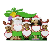245: Tropical Santa Family of  5 Tabletop Ornament